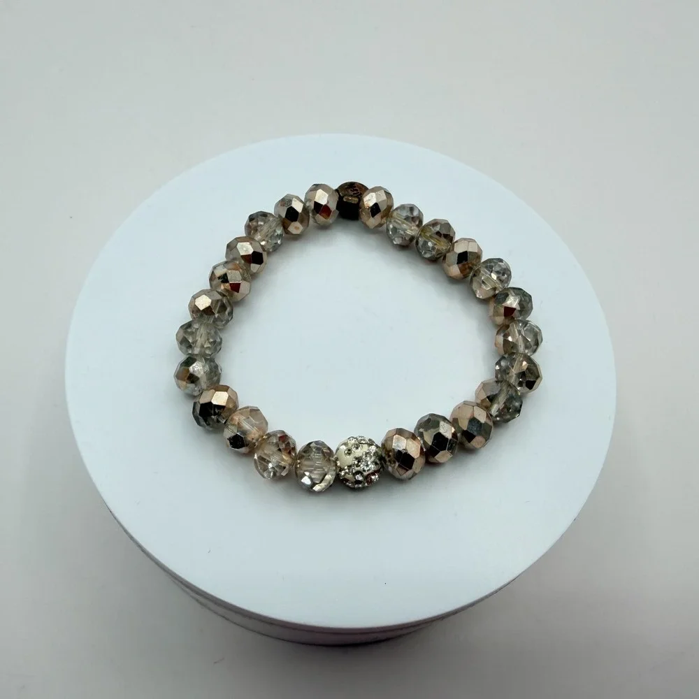Vintage Y2K Erimish Silver Tone Stretch Beaded Bracelet Women's Classic Jewelry‎